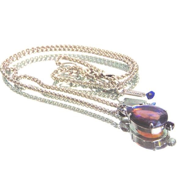 Mariana Swarovski Necklace Dichroic Purple Amethyst 30" Silver Chain New - Picture 3 of 10
